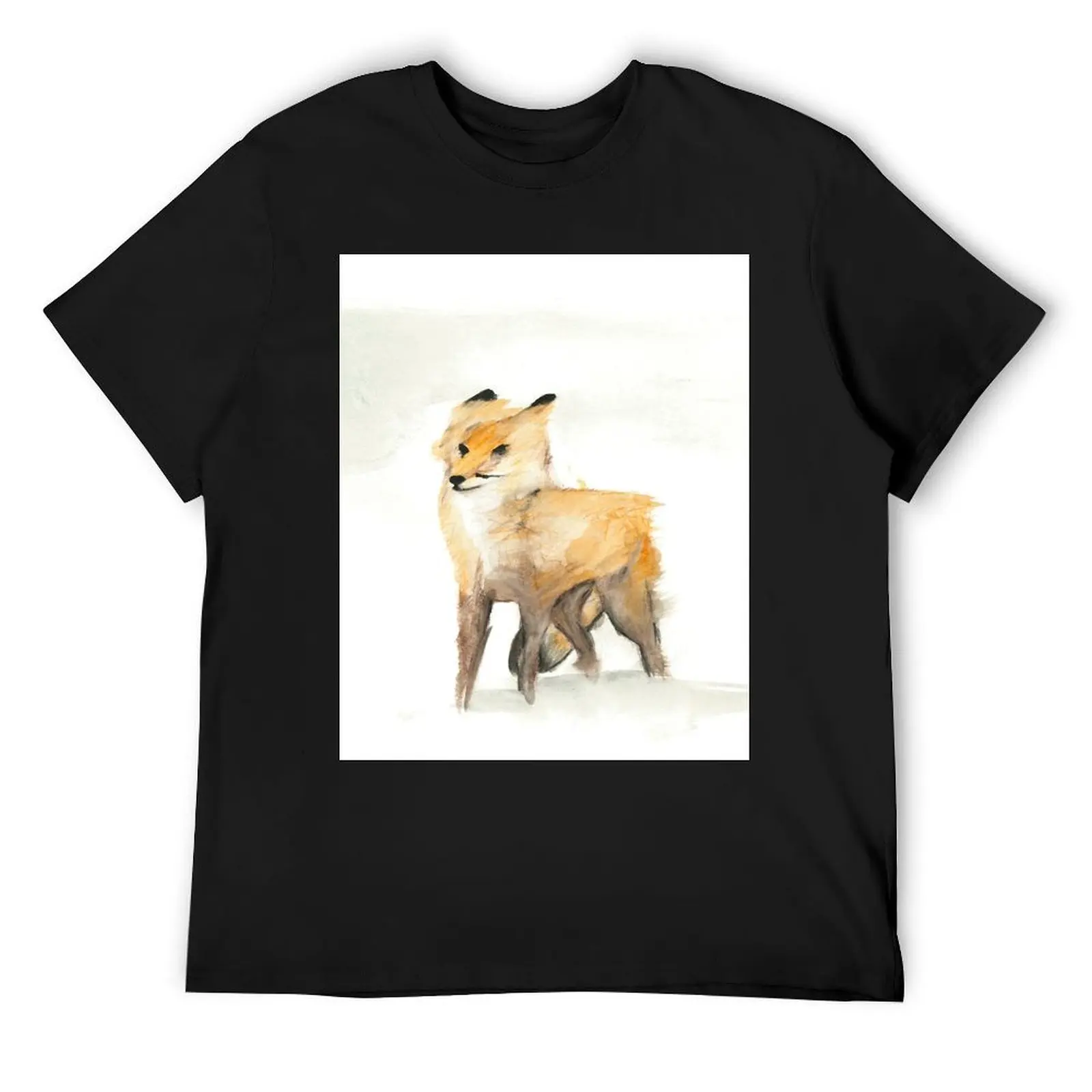 Wimdy Fox Watercolour Painting T-Shirt man clothes vintage clothes clothes for men