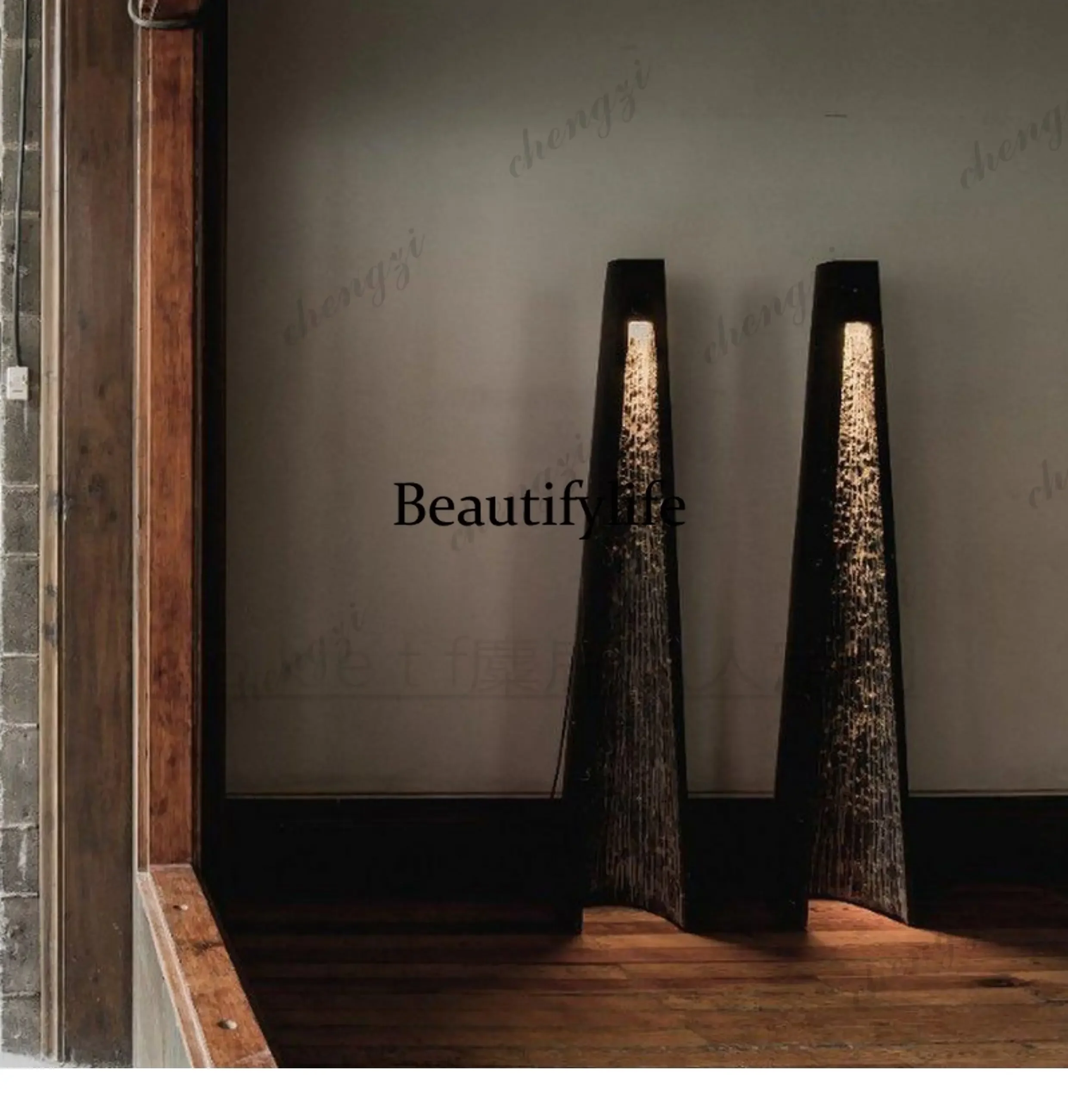 A4567 Natural marble carving, living room floor lamp, next to the sofa, high-end designer vertical atmosphere