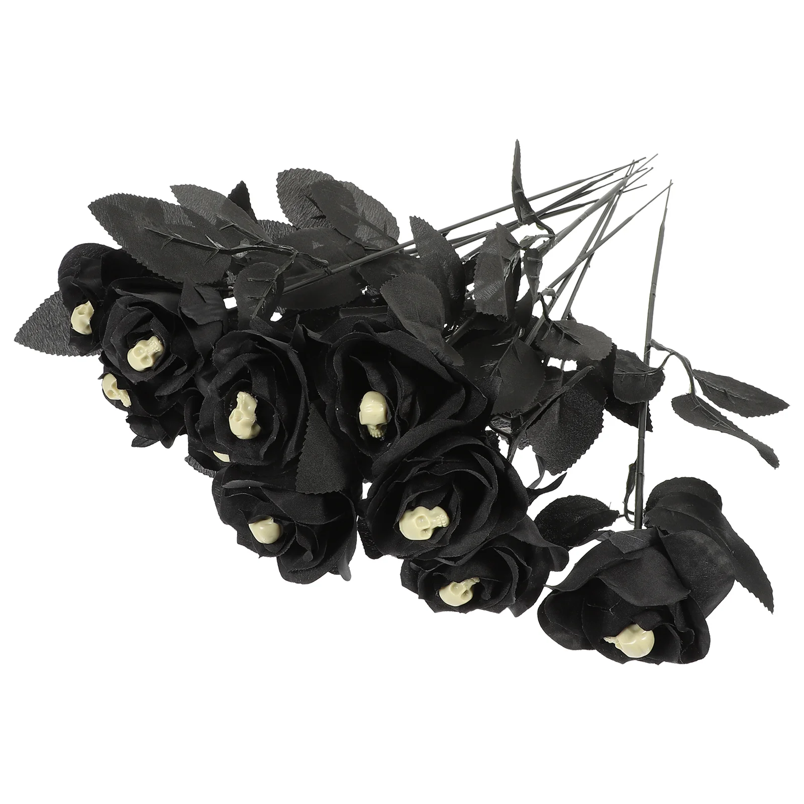 

10 Pcs Skull Rose Artificial Halloween Party Wedding Decorations Polyester Bride Goth