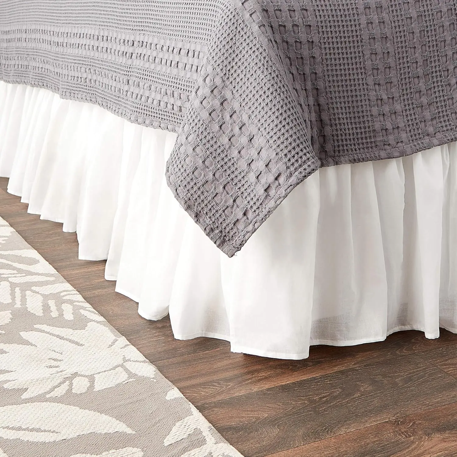 

Cotton Voile Bed Skirt, Lined, White, Queen 18-inch Drop