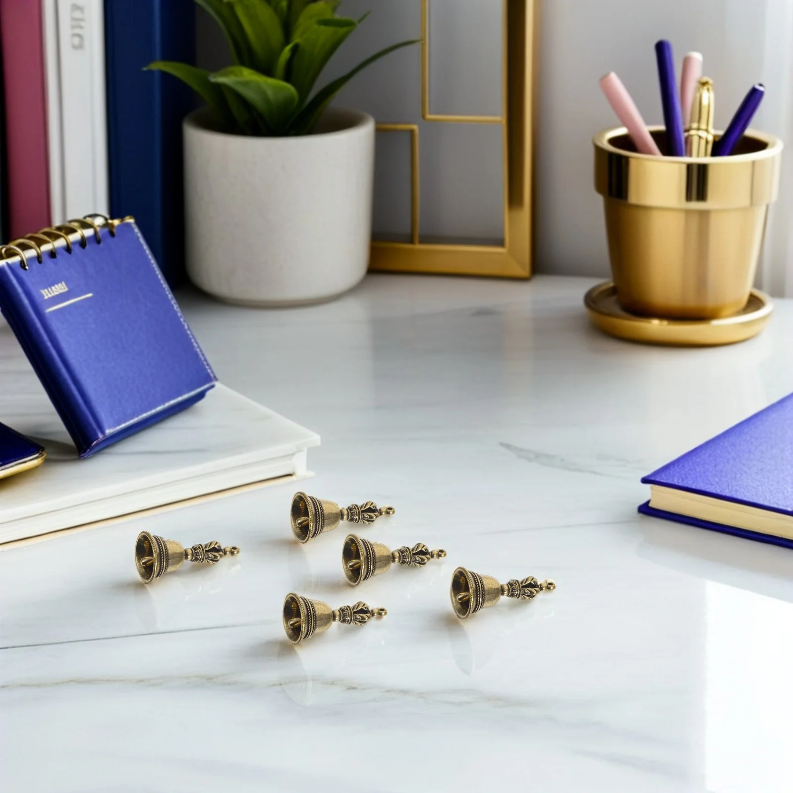 

6Pcs Vintage Copper Handbell Pendant Charm Hanging Bell Decoration for Good Luck Crafts Keychain Copper Hanging Bell