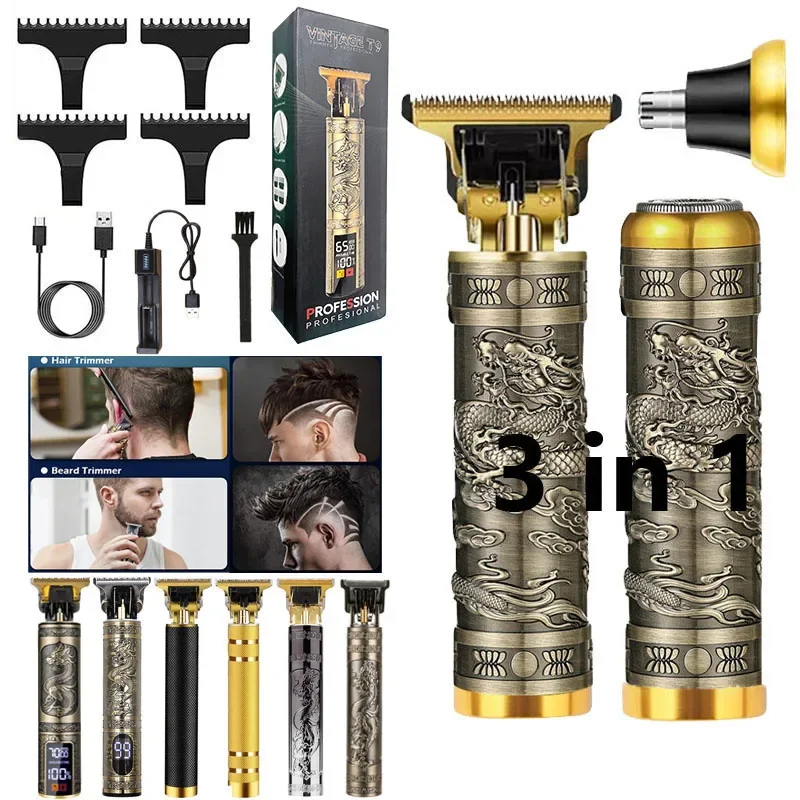 Professional  3 In 1 Wireless Usb Rechargeable Men Body Beard Eyebrow Electric Nose Ear Hair Clipper Trimmer Cut Cutter Machine