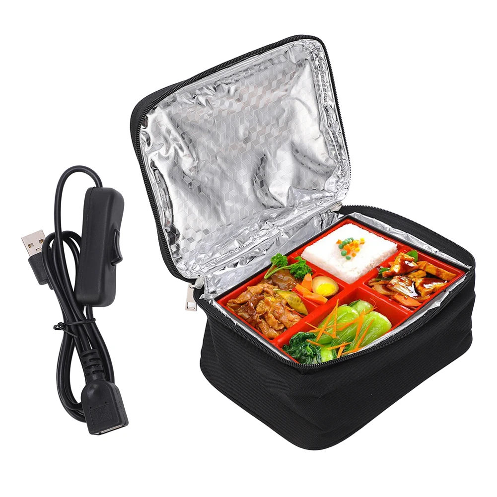 

Electric Heated Lunch Box USB Camping Electric Lunch Box 2.7L Heater Container Packet Oxford Fabric Portable Keep Warm Lunch Bag