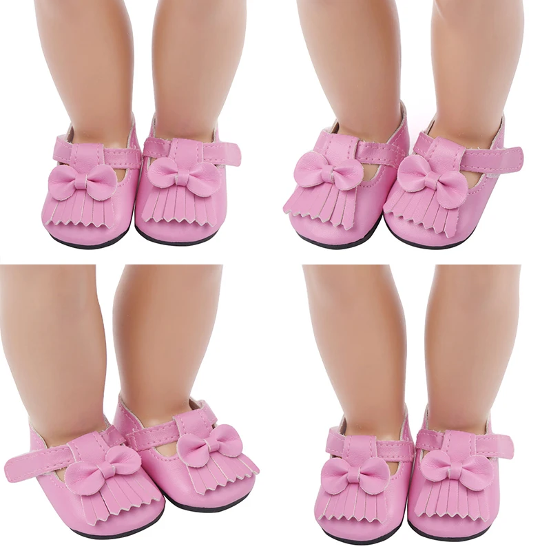 18 Inch Doll Pink Wheat Ear Small Leather Shoes Doll Fashionable and Versatile Shoes Suitable for 18 Inch Doll Accessories