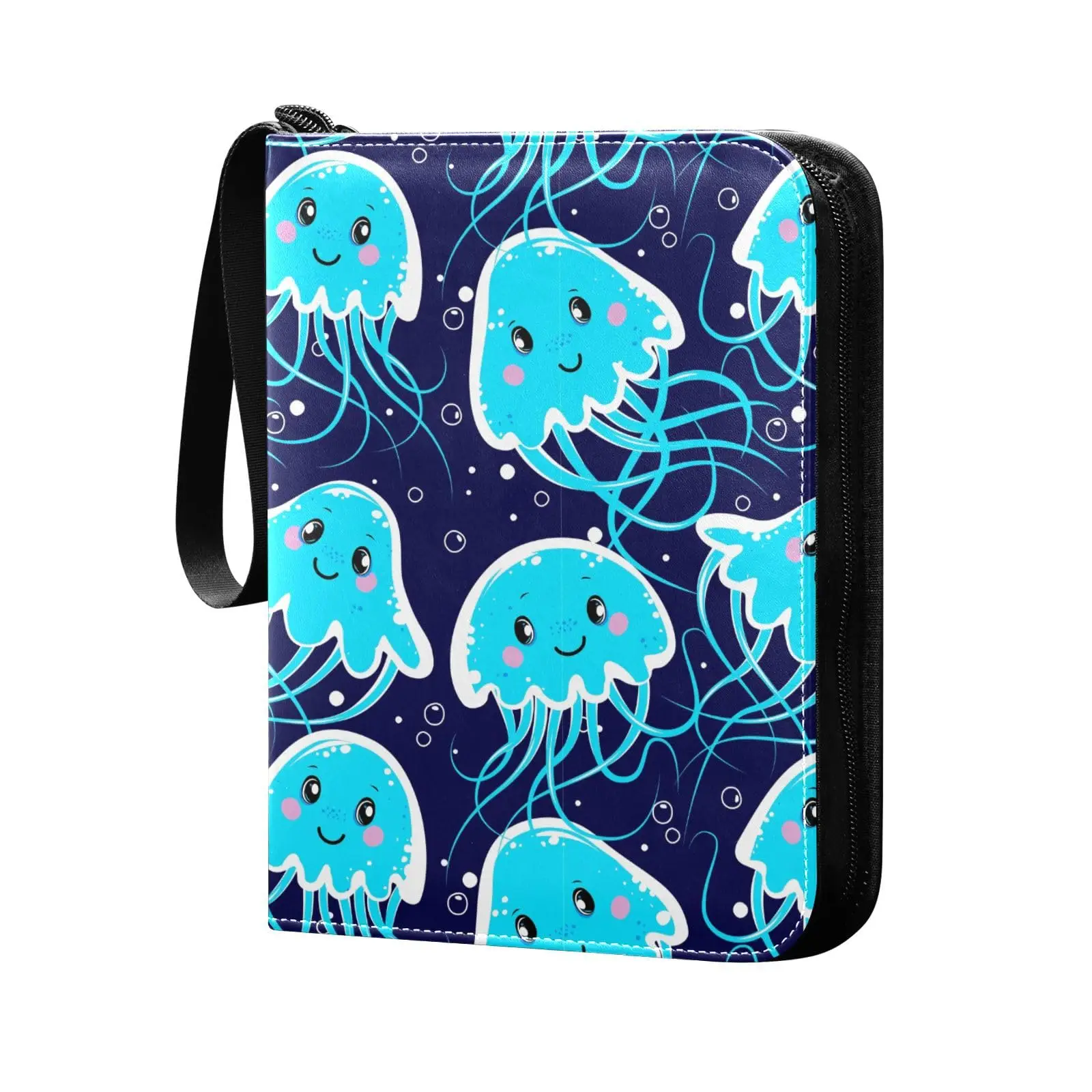 

Cute Jellyfish Card Binder 4 Pocket Cards Binder, 400 Double Sided Pocket Album Sport Game Cards, Unique Card Collection Storage