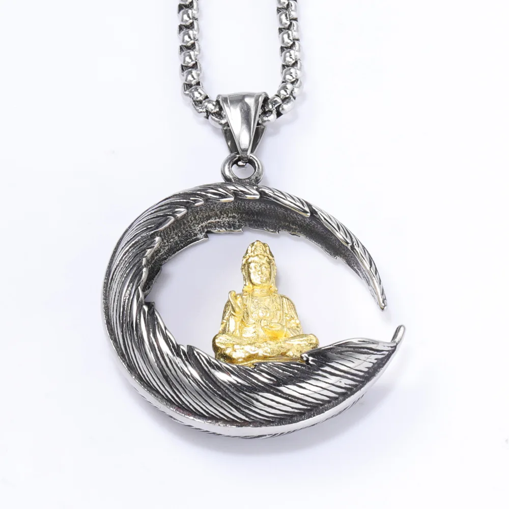 

Buddhism Buddha Meditating Stainless Steel Men Women Necklaces Pendants Chain Punk Trendy Fashion Jewelry Wholesale Dropshipping