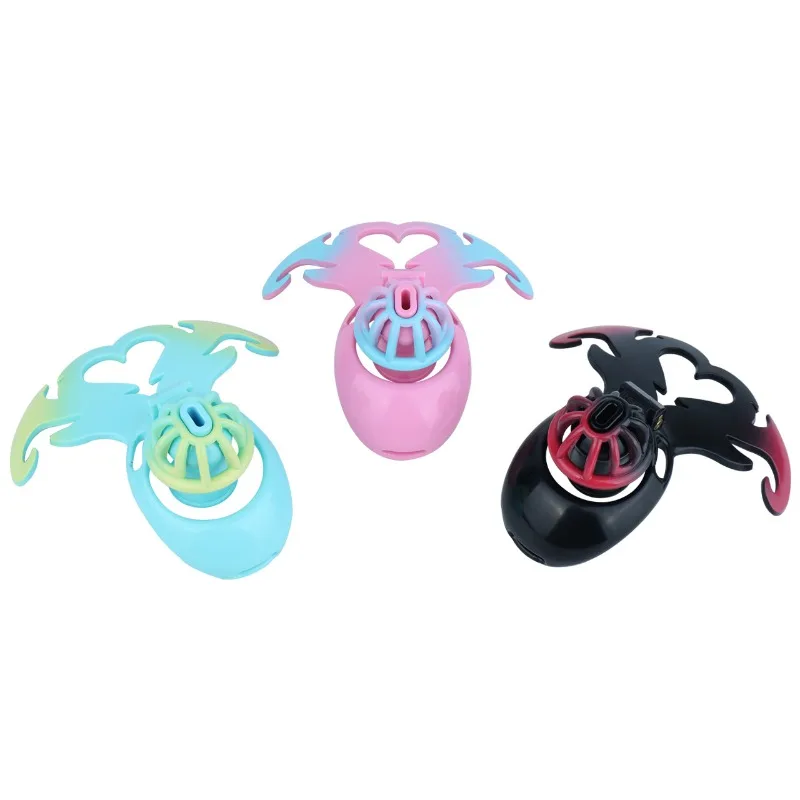 Men Colorful Chastity Lock Cage Penis Rings Resin Wearable Lightweight Breathable Sissy Adult Intimate Bondage Couple Play Toys