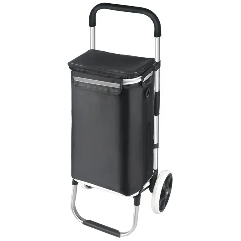 Folding Portable Shopping Cart, Large Capacity Trolley, Silent Wheel Climbing Trailer, Waterproof Thickened Basket, Elderly