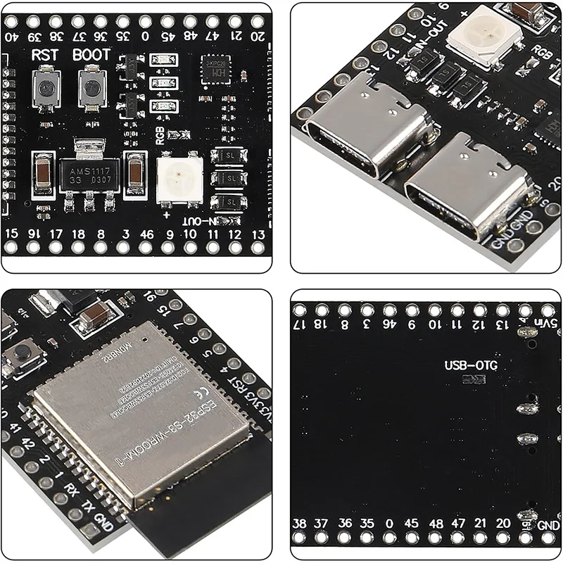 Carte de développement ESP32-S3 2.4G Wifi Tech pour Ardu37ESP IDF ESP32-S3-WROOM-1 N8Inter N16R8 44Pin Type-C 8M PSRAM ESP32 S3