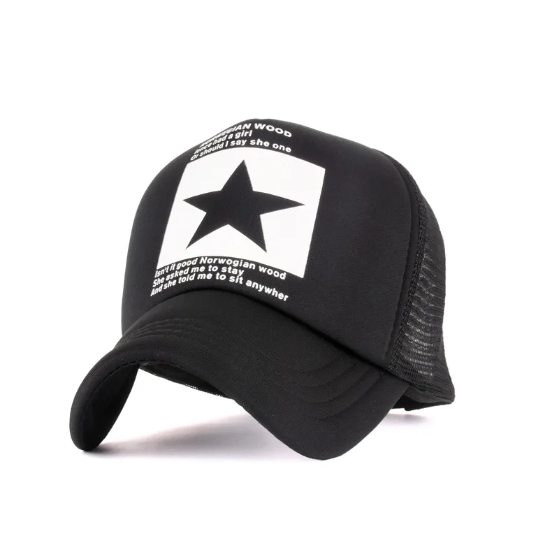 Foreign trade AliExpress summer new five-pointed star big brand pattern tennis baseball cap men's and women's truck hat hip-h...