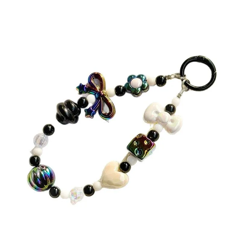 New Candy Color Beaded Mobile Phone Chain Bag Hanging Ornament Beaded Chain Keychain Accessories Boutique Small Gift