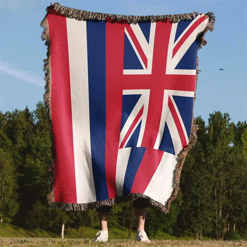 

Aertemisi Hawaii United States of America Jacquard Fringed Woven Throw Blanket