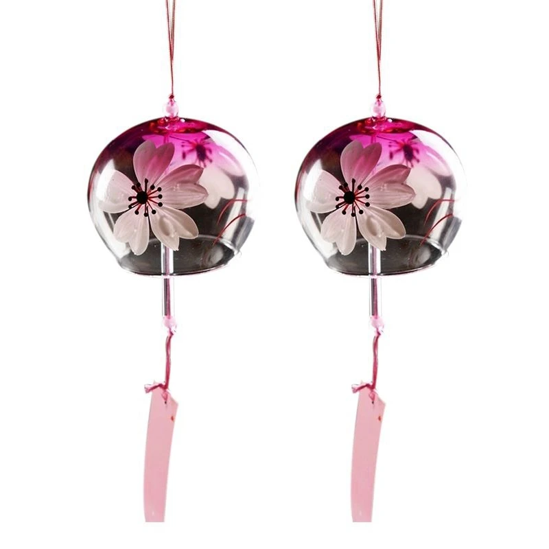 

2X Creative Japanese Handmade Glass Painting And Wind Chimes Door Decoration Gift For Girls Style 5