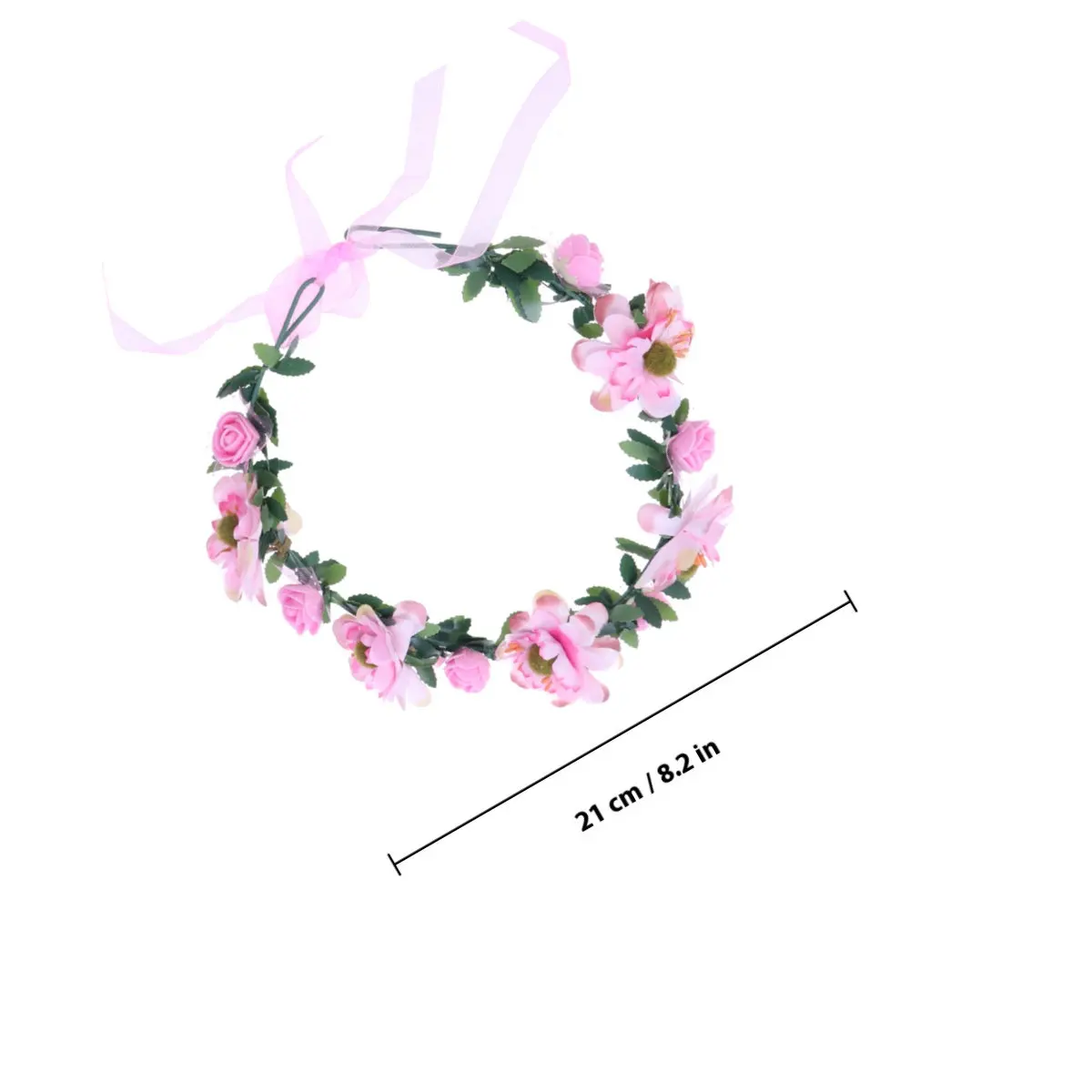 Bohemia Pink Simulation Flower Headband Elegant Floral Garland Wreath Lightweight Forehead Hair Band Wedding Party Festival