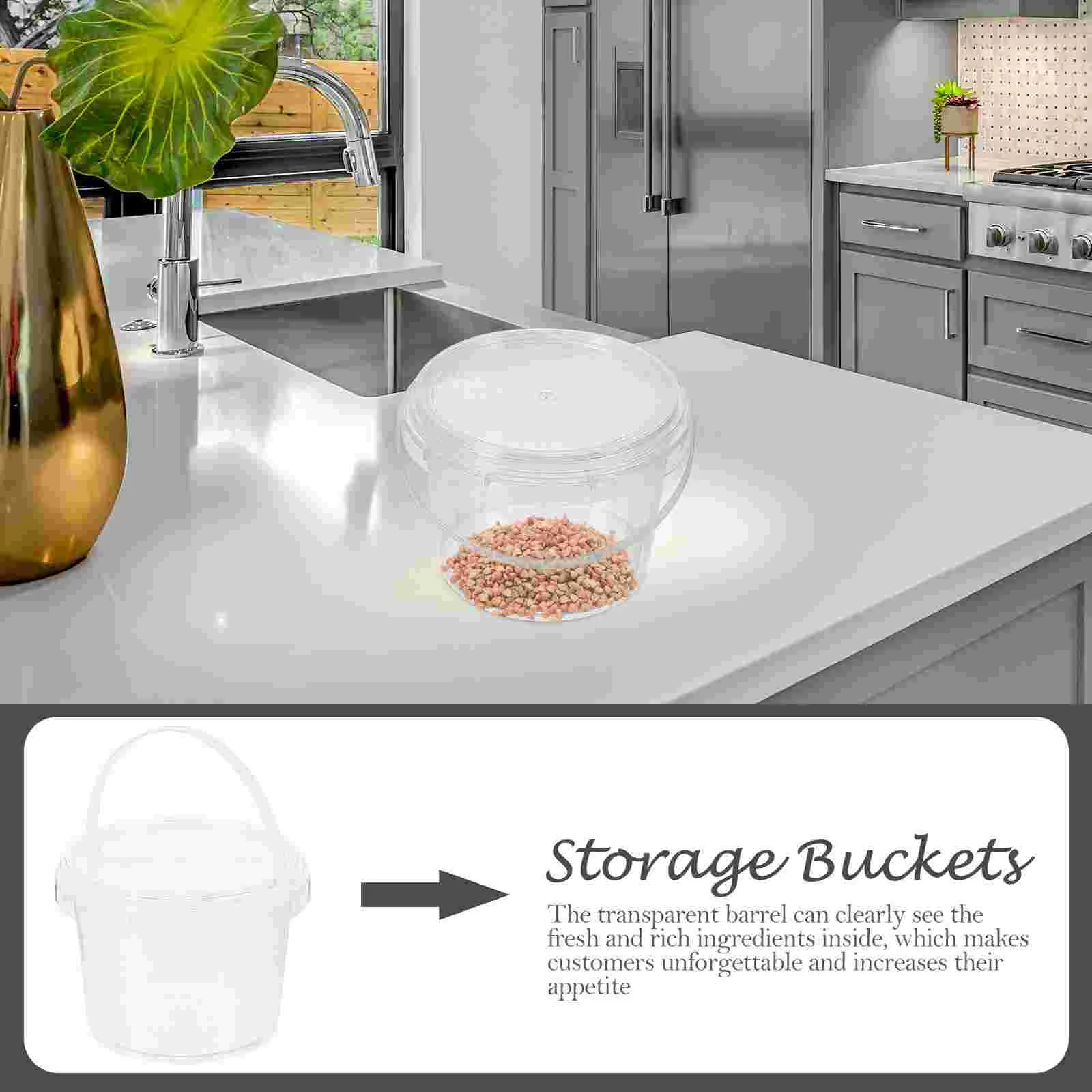 Pails Storage Ice Cream Clear Containers Food Pailss Kitchen Cups Grain With Lid Dessert Plastic Canister