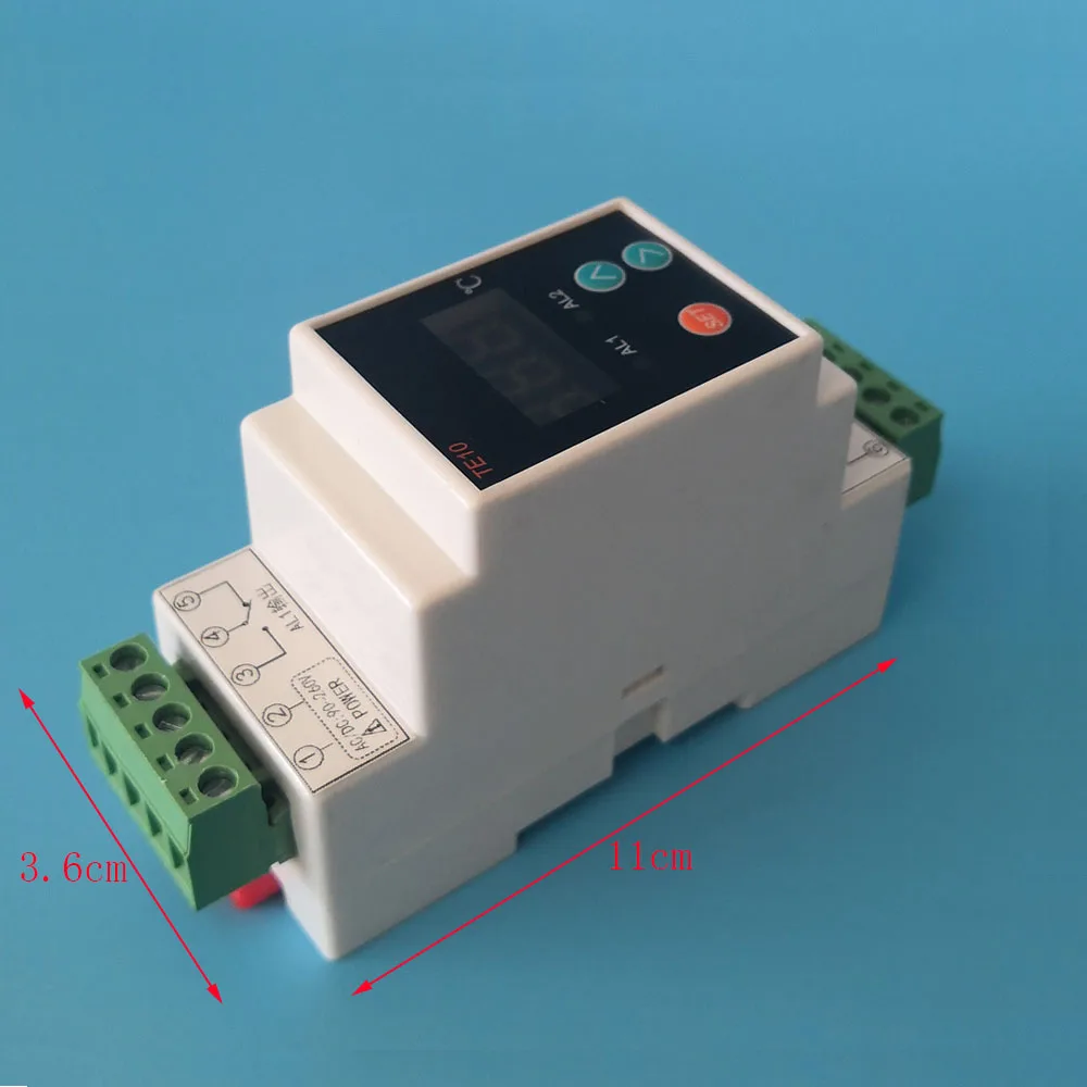 AC90-260V Din Rail Thermostat with Sensor 2 Way Relay Output Temperature Controller -40-110℃ Heating Cool Thermostat Controller