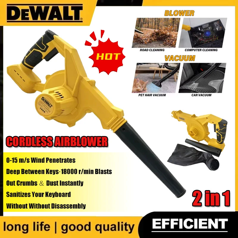 Dewalt 2 in 1 Cordless Air Blower & Vacuum Cleaner Electric Dust Computer Collector Leaf Duster Power Tools For 18V Battery
