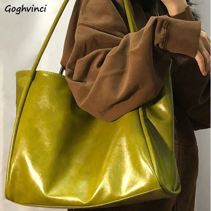 Tote Bags for Women Solid PU Leather Shoulder Bag Commuter Fashion Large Capacity Streetwear Travelling Elegant Handbags Chic