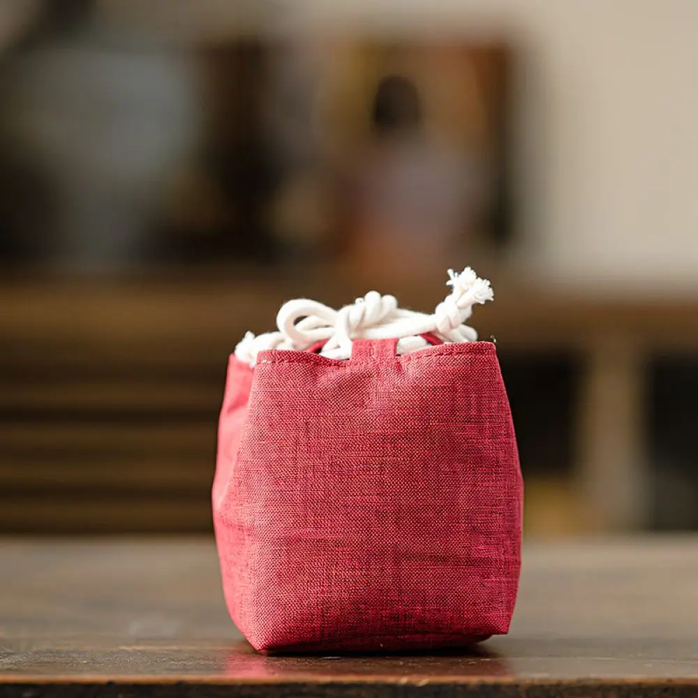 Portable Tea Set Storage Pouch Fabric Master Cup Holder Travel Teapot Bag Drawstring Protective Case Anti Dust Organizer