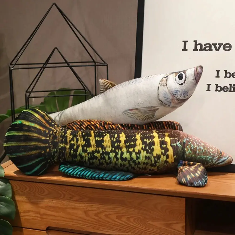 Perch Simulation Fish Plush Pillow Grouper Stuffed Cartoon Fish Plush Toy Soft PP Cotton Fish Anime Pillow Dolls