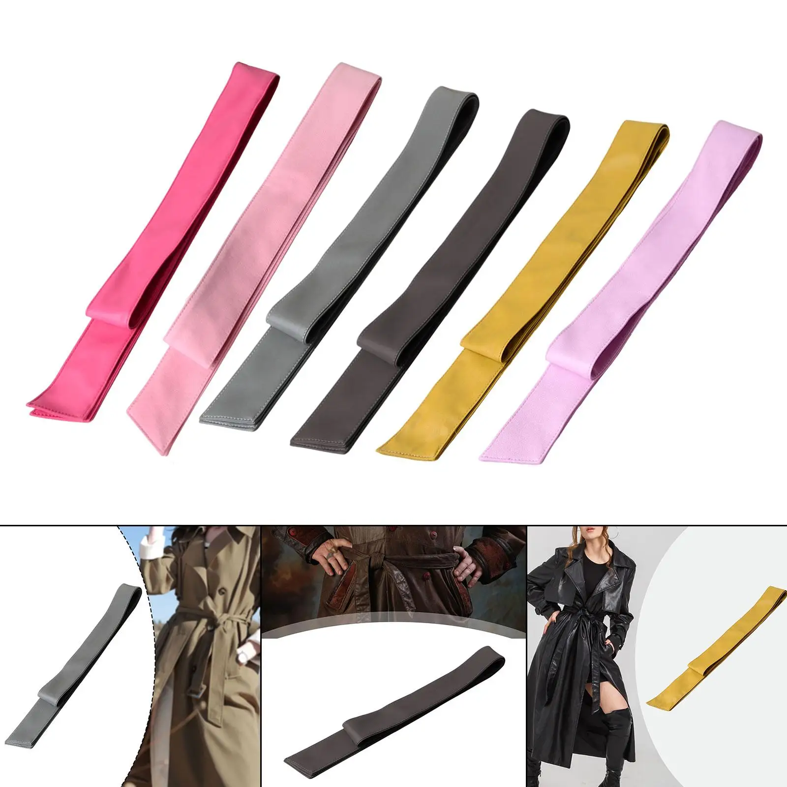 حزام مشد نسائي ذو سطح أملس عصري للملابس الخارجية معطف واق من المطر #4