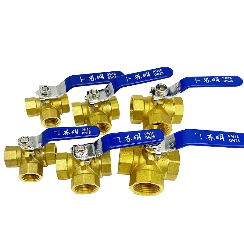 

1/4" 3/8" 1/2" 3/4" 1" BSPP Equal Female Brass Tee 3 Ways L-Port T-Port Ball Vavle Water Gas Oil Home Garden