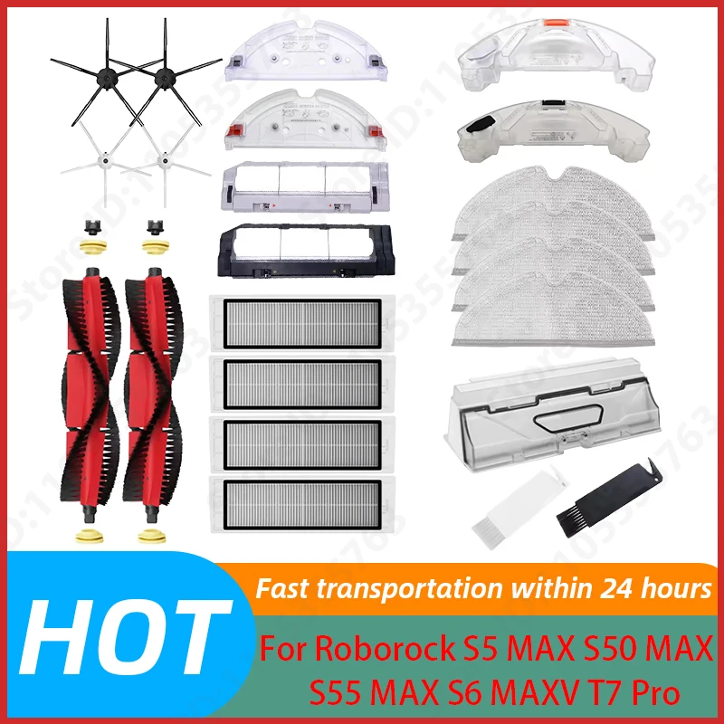 

Roborock S5 MAX S50 MAX S55 MAX S6 MAXV HEPA Filter Side/Main Brush Water Tank Tray Mop Dust Box Vacuum Cleaner Accessories