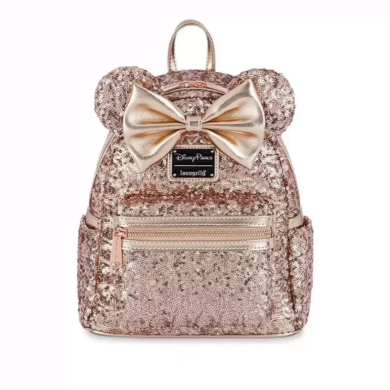 

Disney Mickey Minnie Backpack For Women Beautiful Backpack Travel Cute Fashion Backpack With Rose Gold Sequins Girl Gifts