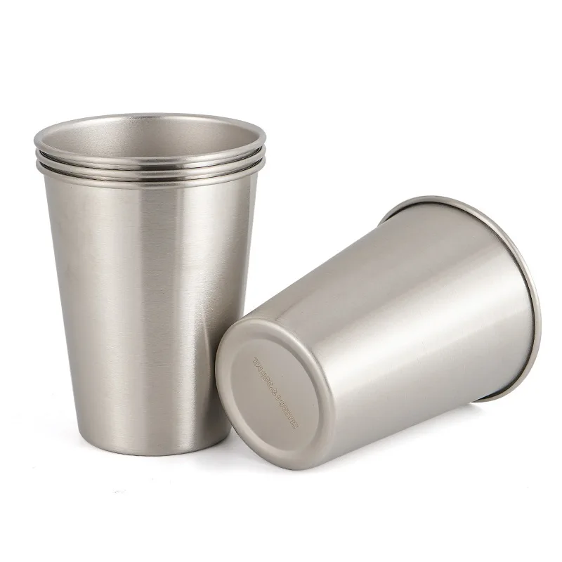 4PCS Coffee Cups 304 Stainless Steel Metal Drinking Mugs Double Wall Stackable Reusable Outdoor Camping Cup Set