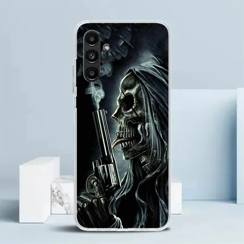 Reaper Skull Skeleton Gun Phone Case For Samsung Galaxy A55 A54 A52 A53 A15 A14 A12 A13 A25 A24 A22 A23 A35 A34 A32 A33 A04S A02