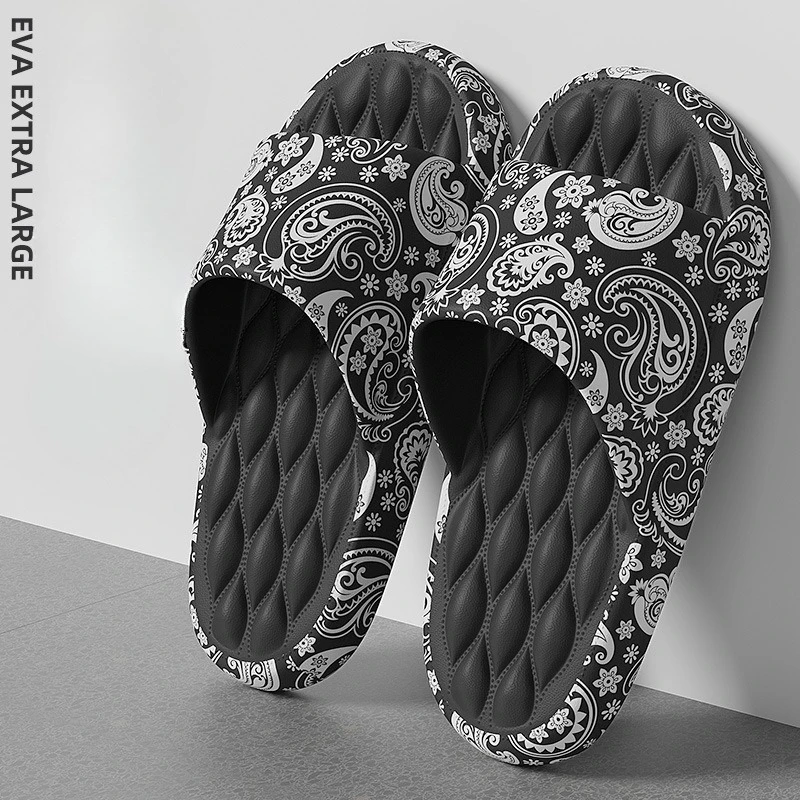 Women Men Fashion EVA Paisley Print Slippers Summer Man Shoes Soft Thick Sole Comfortable Beach and Home Slides Women's Slippers