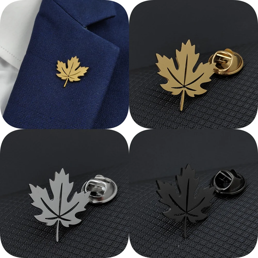 

Maple Leaf Gold Plated Badge, Men's Suit Brooch, Black Lapel Pin, Clothing Accessories Set, Boyfriend Gift