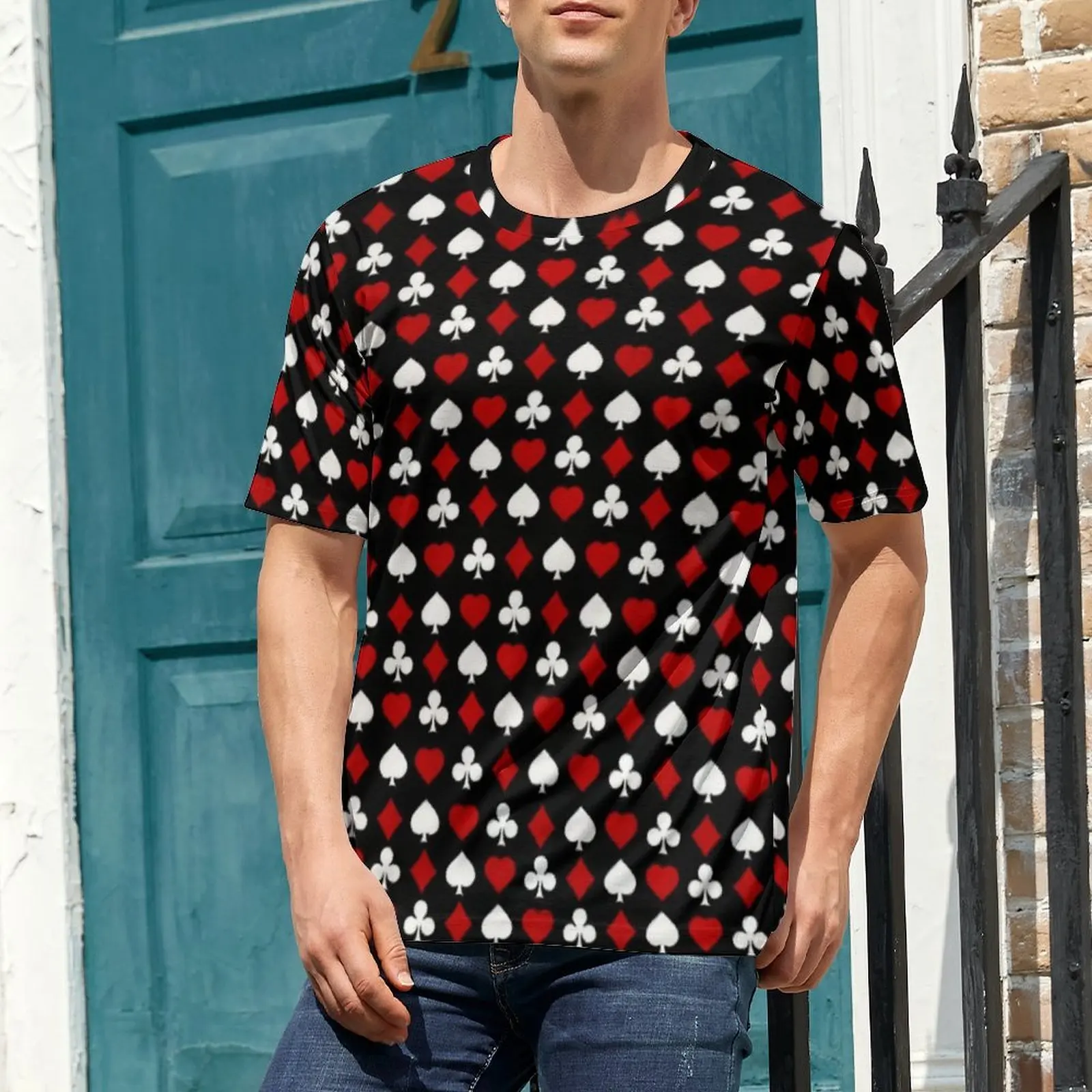 Plus Size T Shirt Summer Black Card Suit Pattern T-Shirts  Casual Crewneck Tee Shirt Mens Novelty Graphic Top Tees