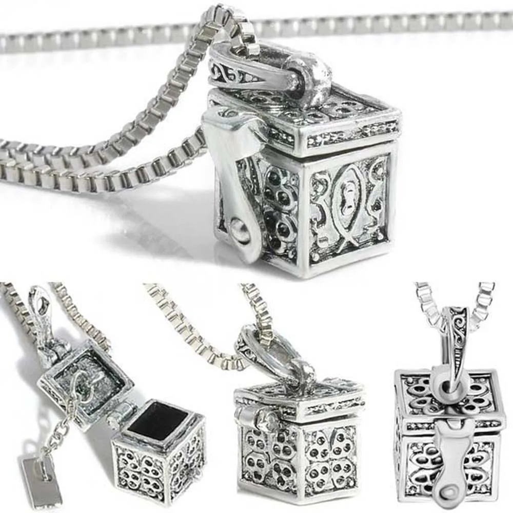 Fashion Vintage Memorial Openable Box Keepsake Urn Necklace Jewelry Vial Pendant For Ashes Cremation