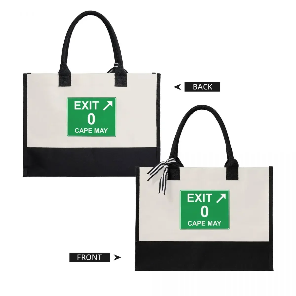 Canvas Gift Shopping Bag Exit 0 - Cape May Exit Sign Canvas Large Capacity Bag Customizable Quality Gifts