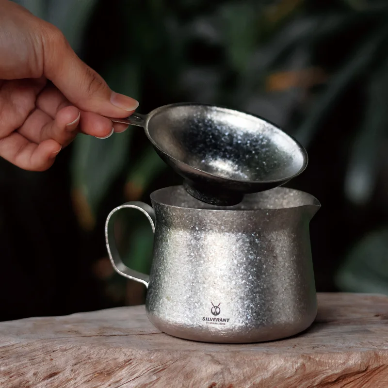Titanium Coffee Teapot Kettle Mug Cup Portable Outdoor Camping Travel Gear Coffee Tea Maker with Titanium Strainer