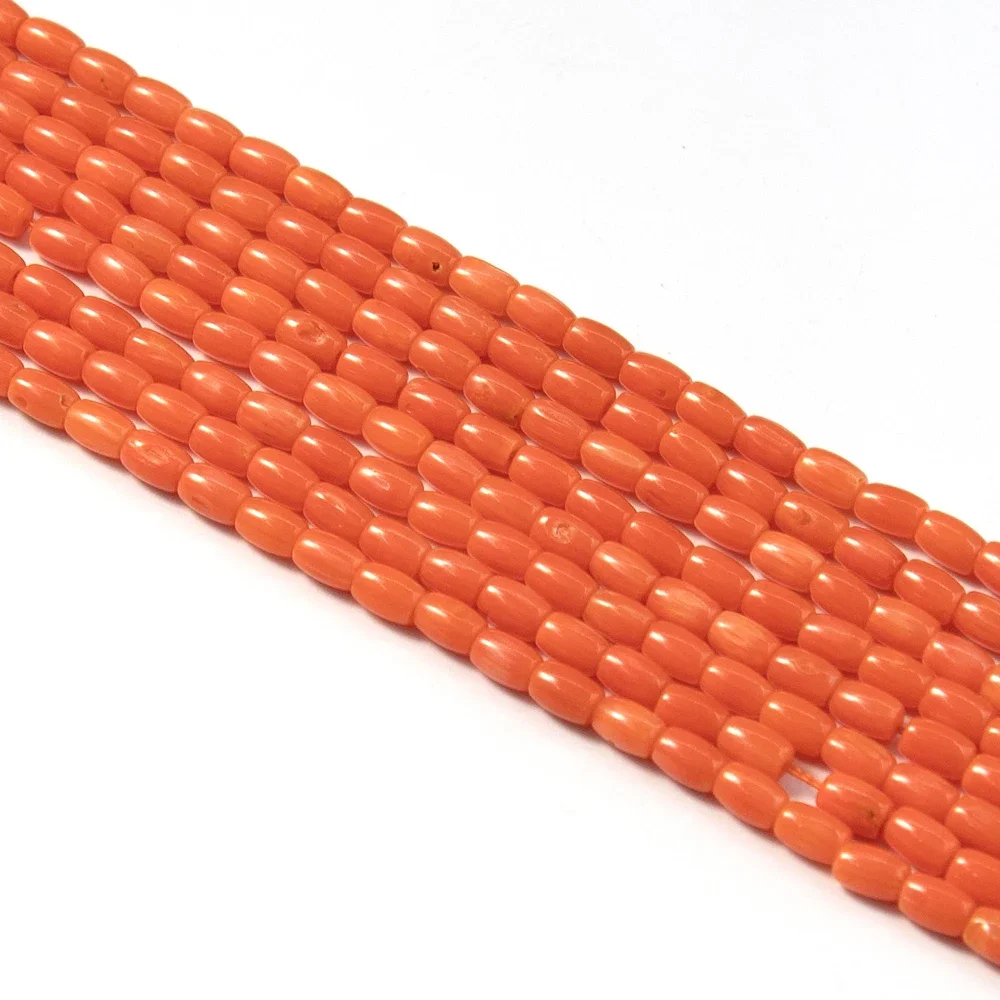 الصف 4x6 مللي متر المرجان الطبيعي الخرز ستراند البرتقال خرزة مباعدة رائعة شكل دلو لصنع سوار ذاتي الصنع قلادة القرط #1
