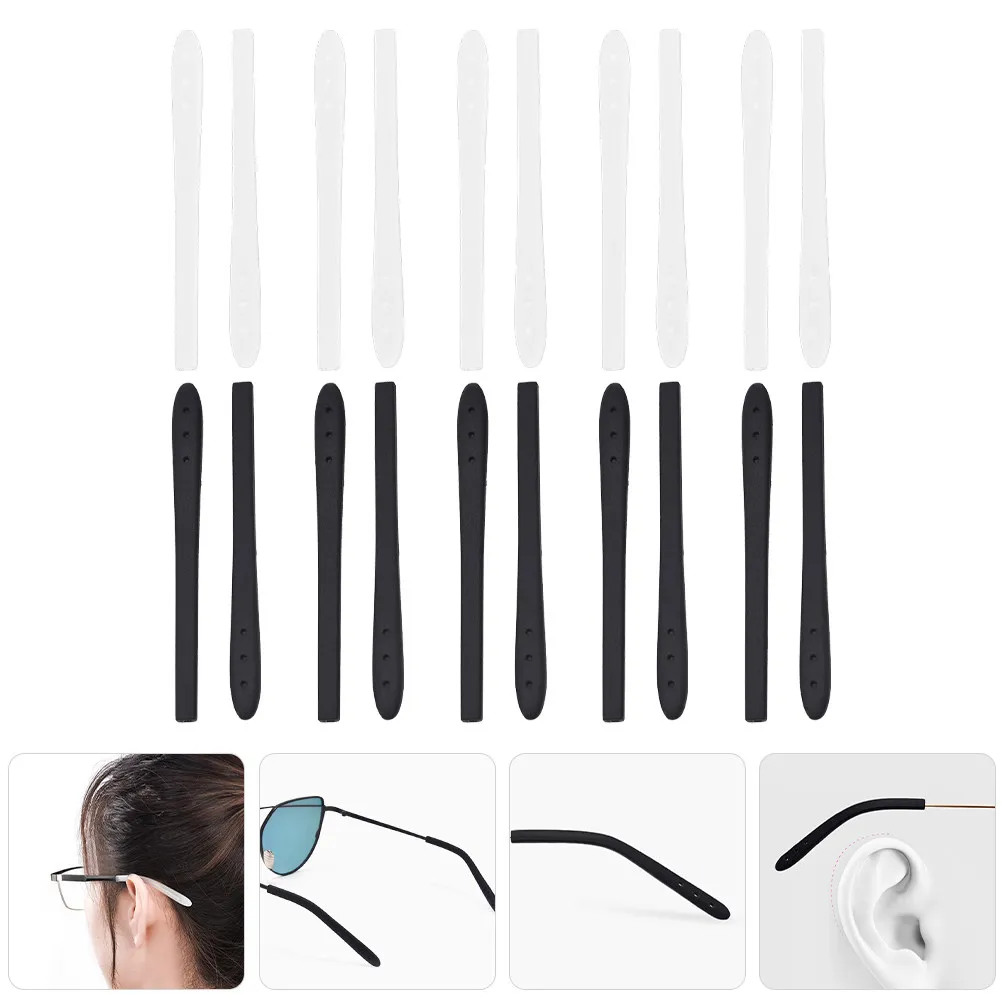 

10Pairs Soft Silicone Glasses Temple Sleeve Tips Non-Slip Eyeglasses Arm Covers Temple Tips for Exercise Reading Working