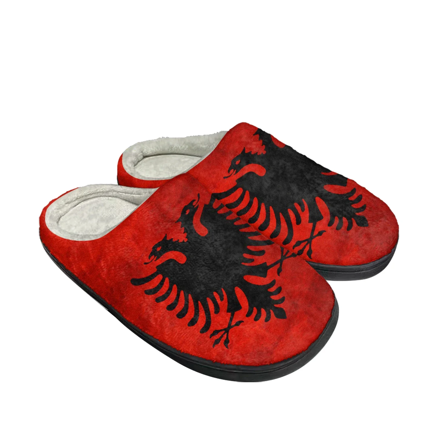 

Albanian Flag Home Cotton Custom Slippers Mens Womens Sandals Albania Plush Bedroom Casual Keep Warm Shoes Thermal Slipper