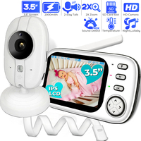 3.5 Inch Electronic Video Baby Monitor 2X Zoom IPS Screen Baby Phone Camera 2-Way Talk Auto Night Vision Nanny Monitor No WiFi