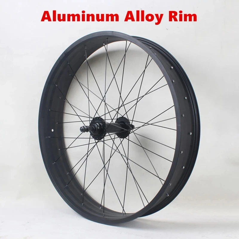 26X4.0 Snowbike Wheel Set Wide Rim Aluminum Alloy 26 Inch ATV Fat Bike Parts Front Rear 36 Holes 80-100mm Width Disc Brake