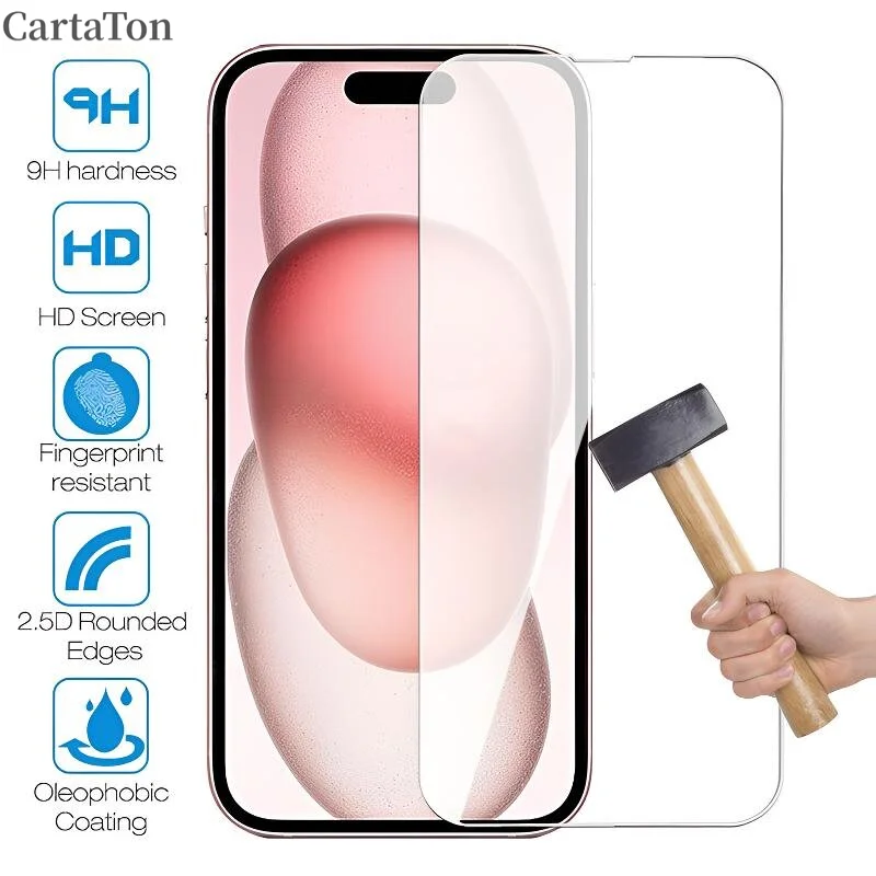 9H Hardness Tempered Glass For Apple iPhone 15 14 Plus 13 12 11 Pro Max Screen Protector For iPhone X XR XS Max Protective Film