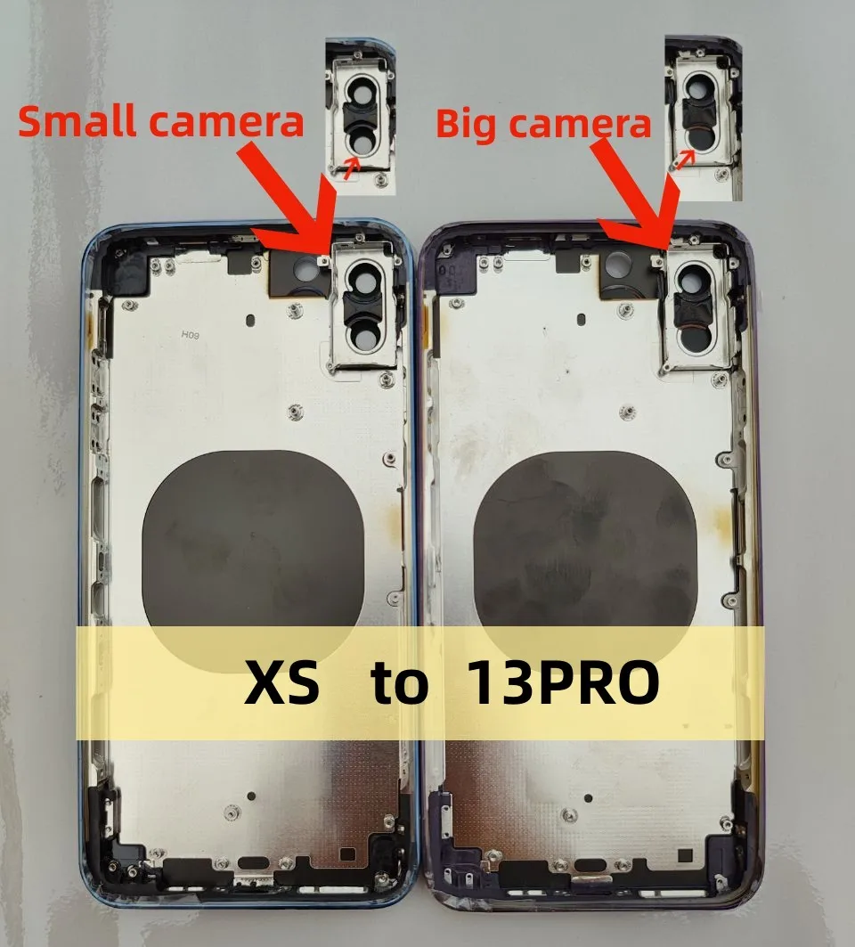 Big camera For iPhone XS Up To13 Pro  Housing Rear Battery Midframe Replacement X Case Like 13PRO Xs to 13 PRO Frame Back Cover