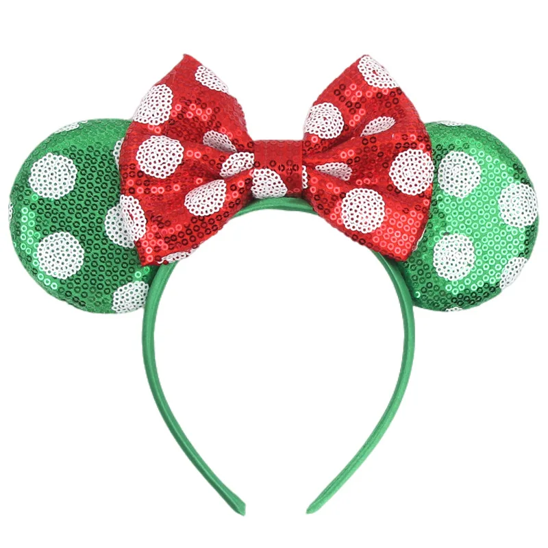 Disney Mickey Mouse Ear Spots Christmas Headband for Adults Girls Kids Hairband Women Candy Bear Bow Hair Accessories Party Gift