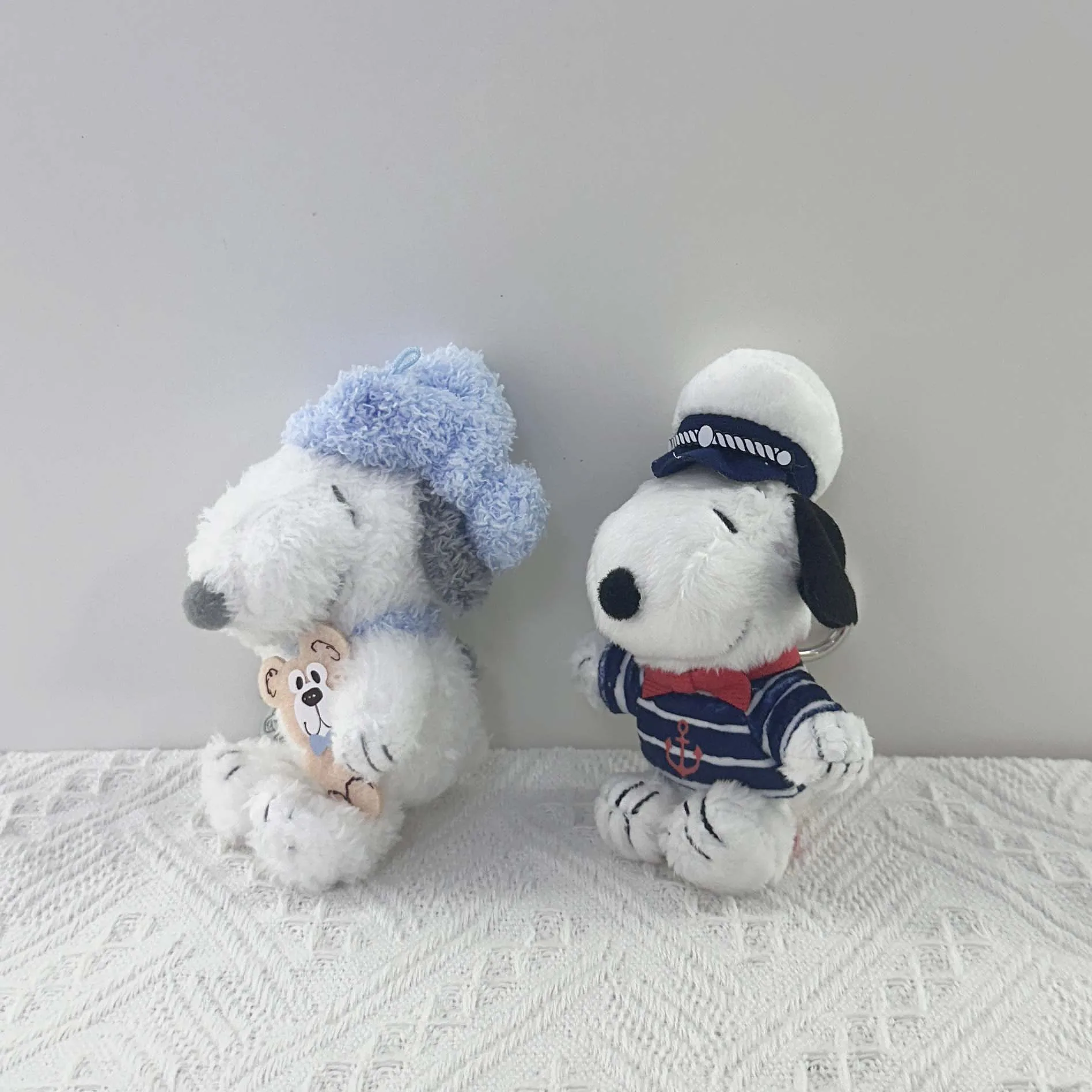 Cute Cartoon Snoopy Plush Keychain Sailor Sleep Hat Stuffed Doll Pendant Soft Bag Charm Ornament Gift For Kids Girls