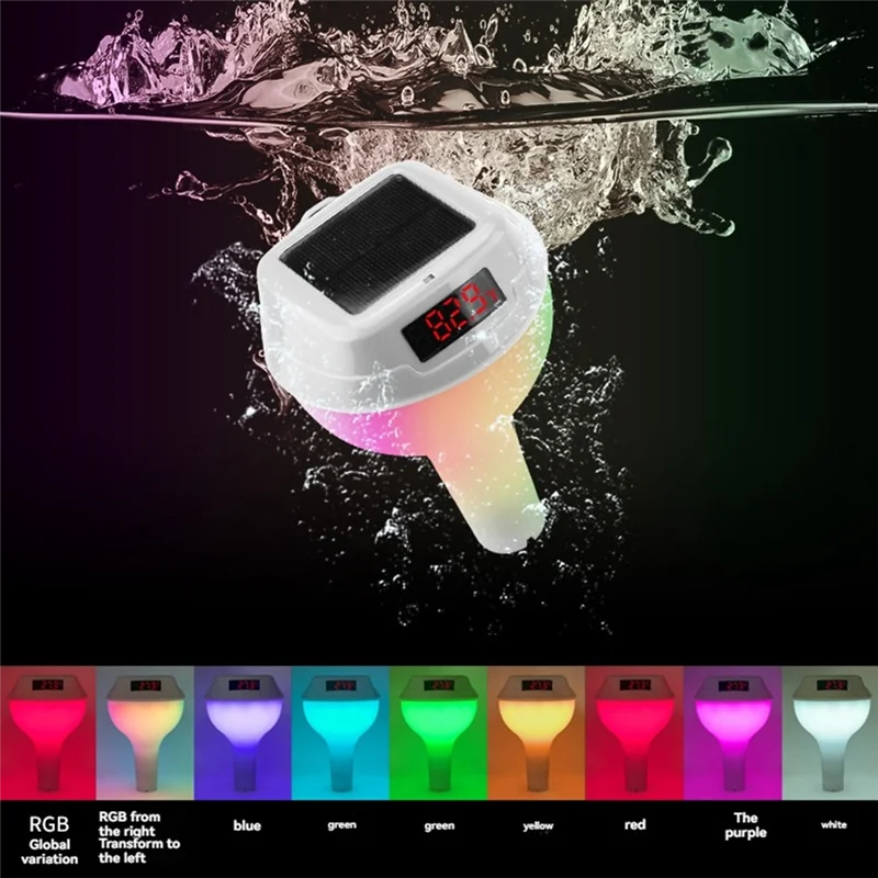 ABGH-солнечный термометр для бассейна с атмосферным освещением RGB, беспроводным и светодиодным цифровым дисплеем