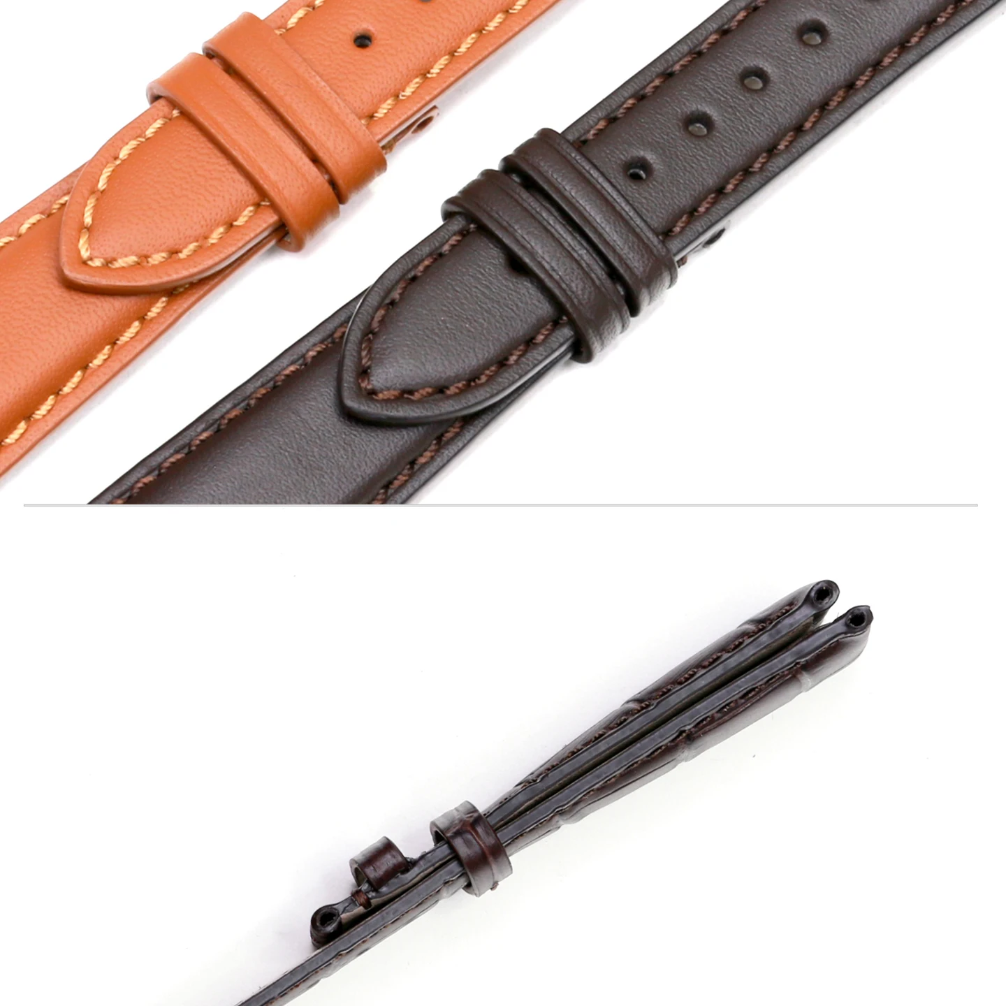 سلاسل ساعات من الجلد الطبيعي مناسبة لحزام ساعة رجالي BVLGARI BB42W 21 ملم حزام ساعة مسطح من جلد البقر باللون الأسود والبني والذهبي