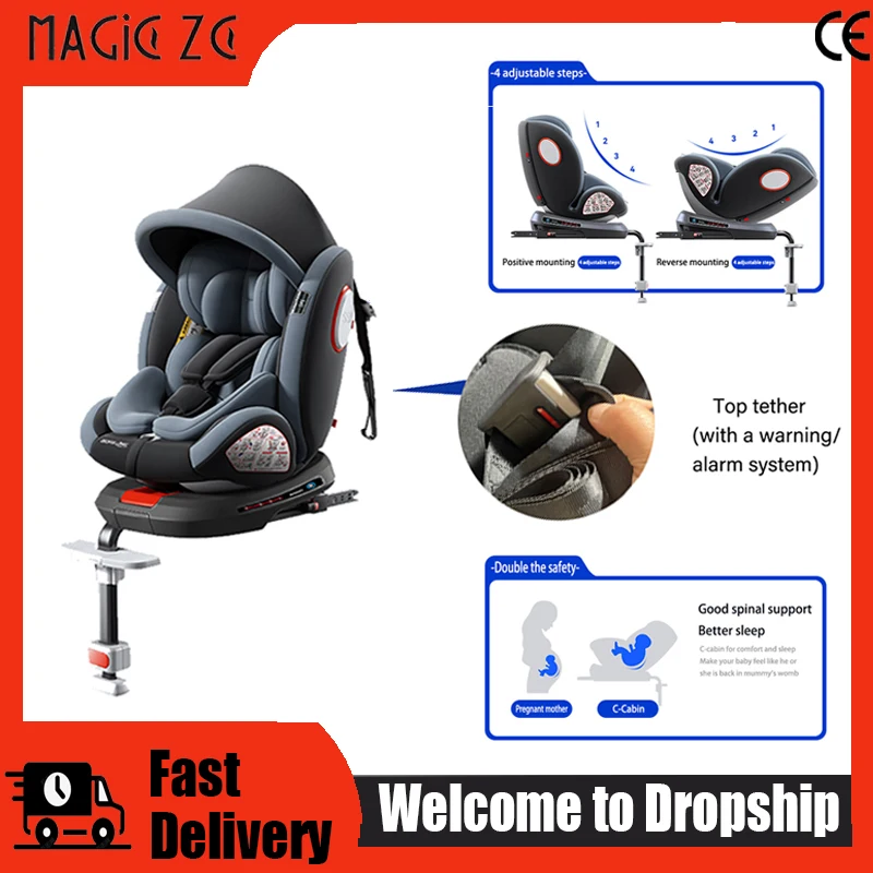 Babyautositz mit ISOFIX Verstellbarem Winkel 360° °   Drehbarer Kindersitz für Neugeborene, Sicheres Reisen mit Fünf-Punkt-Sicherheitsgurt, Geeignet für Kleinkinder auf Autoreisen, Weiches Material,