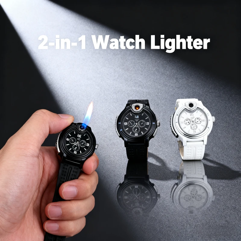 

Outdoor Watch Design Lighter , Fashion Metal, Windproof Portable Open Flame, Cool Personality Gift & Smoking Accessories Tool