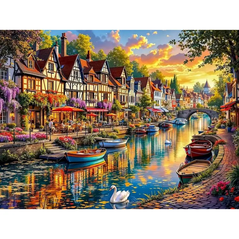 

GATYZTORY Town Painting By Numbers Home Decoration Drawing By Numbers Landscape Number Painting Wall Decor Picture Drawing